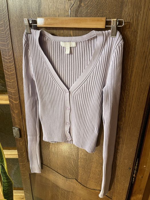 H&M | prążkowany kardigan soft lilac