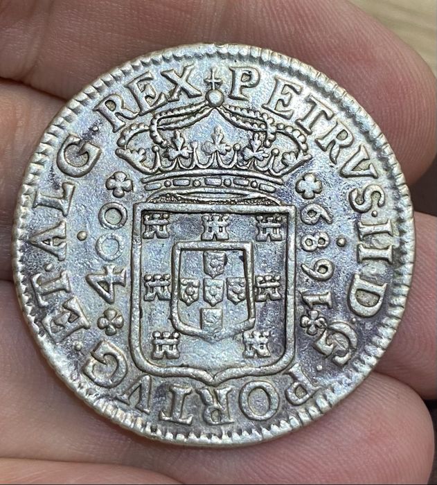 Moeda Cruz. 400 Reis D PEDRO II - 1689