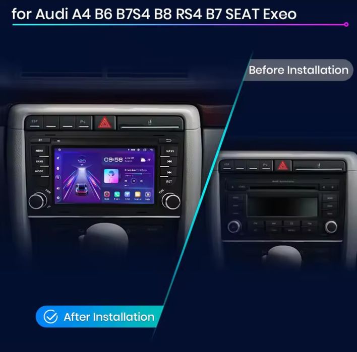 Rádio 2din Android Audi A4 B7 B8 B9 S4 Carplay GPS wifi BT Canbus