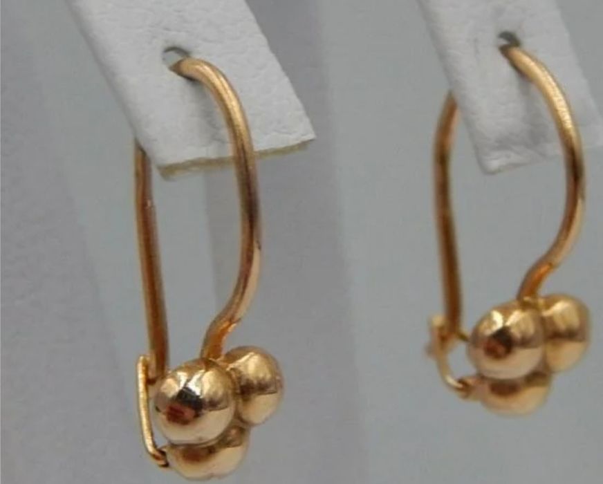 Серьги золотые красное золото 585 проба