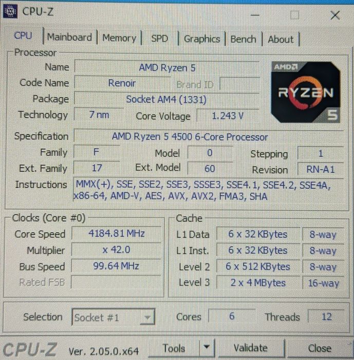 Продам компьютер Ryzen 5 4500, RX 580 4Gb.,16 Gb ОЗУ.SSD