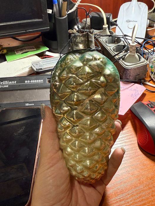 Большая Новогодняя игрушка Шишка 15 см ссср