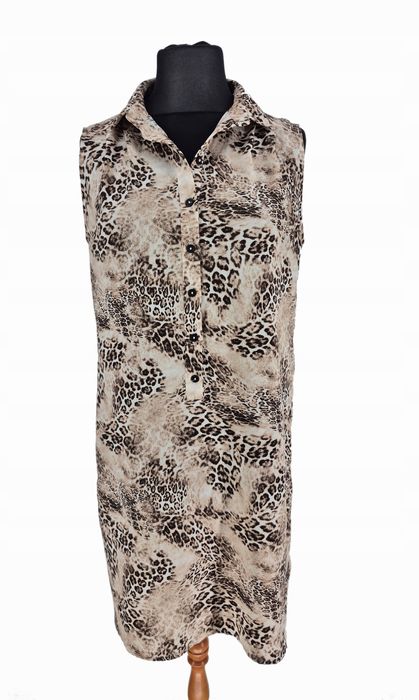 Sukienka prosta George 42 XL 14 zwiewna wzór zwierzęcy