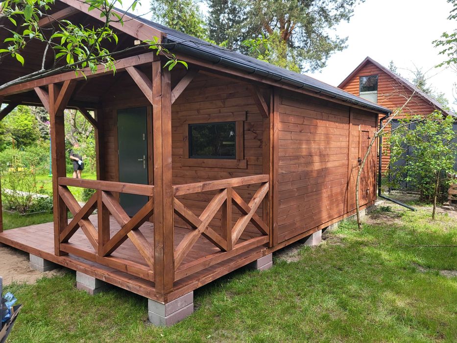 • • • • Domek letniskowy 2w1 • • • • DAREK IV 6x4 m taras DREWNOTRIK
