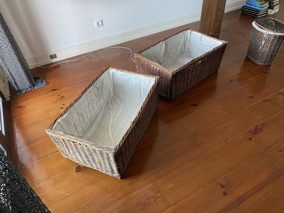 Conjunto de 3 cestos em vime para arrumação