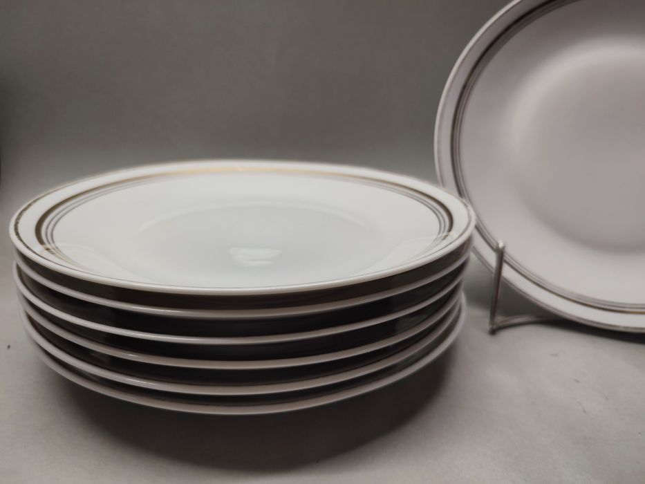 Talerze obiadowe płytkie Chodzież Złota Linia Porcelana