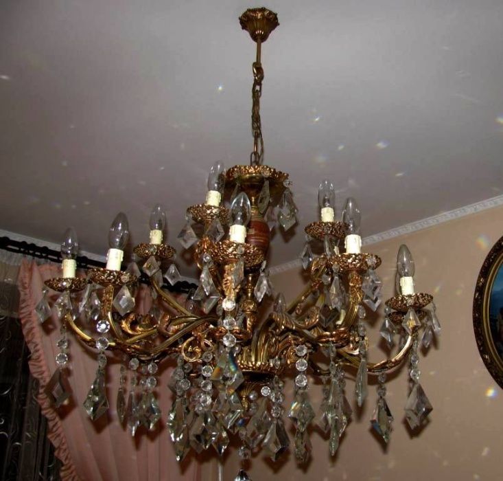 ЕЛІТНА РОЗКІШНА АНТИКВАРНА ЛЮСТРА -15 ламп. Гірський кришталь. Є 2 шт!