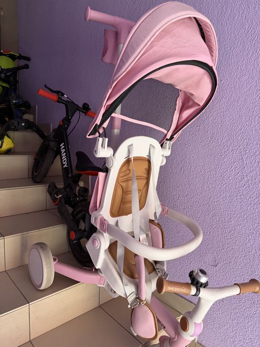 Триколісний дитячий велосипед-біговел 6-в-1 Tri-cycle Cruiser Milano 002 з батьківською ручкою рожеви