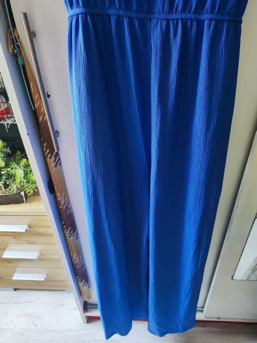 Suknia Sukienka Kombinezon Damski z Szerokimi Nogawkami Niebieski