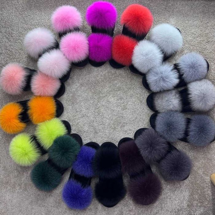 Тапки тапочки капці з хутром паркетні паркетки с пушком песцом с мехом