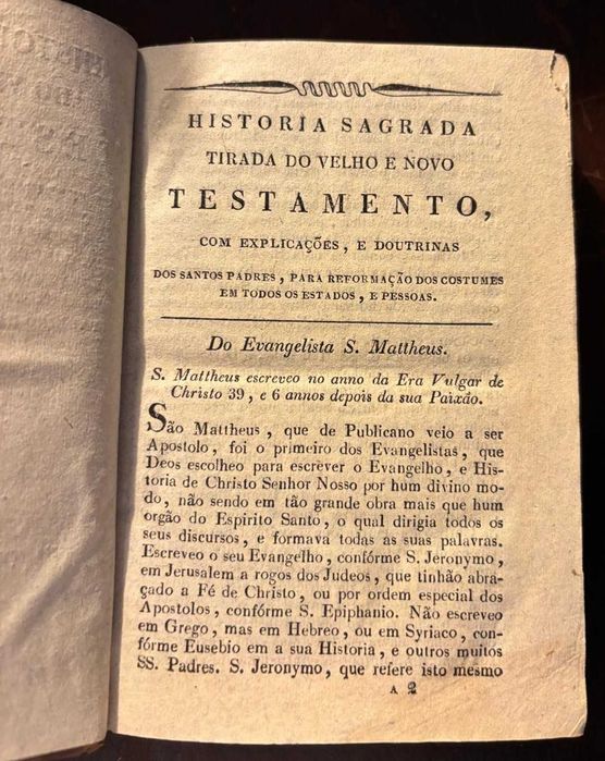 Livro antigo (2 tomos) "Historia Sagrada do Velho e Novo Testamento" de N. de Royaumont (Prior de Sombreval) 1830