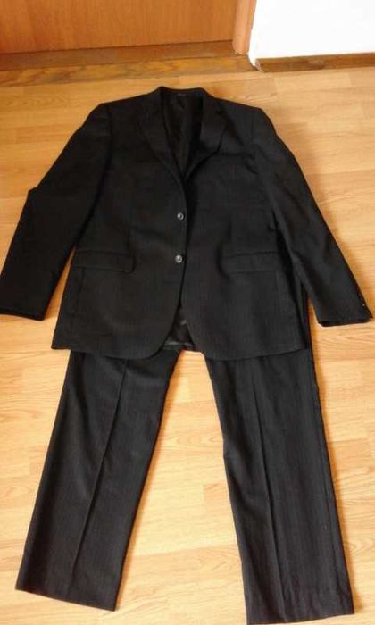 garnitur czarny marynarka spodnie wełna