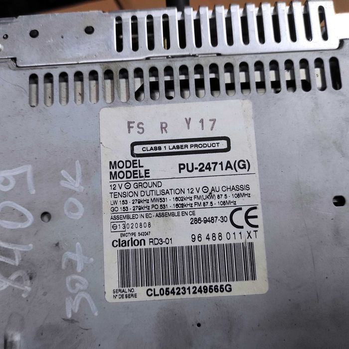 Radio Samochodowe Peugeot 307  PU-2471A(G) Clarlon