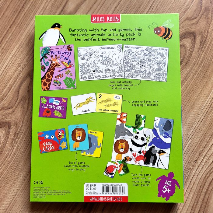 Animals Activity Pack! 3w1 fiszki karty do gry książka z łamigłówkami