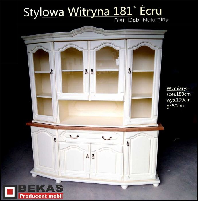 Witryna Waniliowy Narożnik Ludwik 70 ` ECRU Dąb Producent Bekas Meble