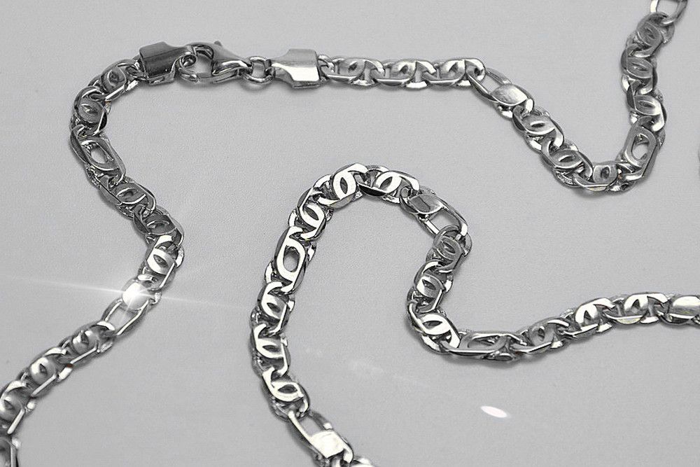 Łańcuszek z białego złota 14k 585 Tygrysie oko włoski cc065w