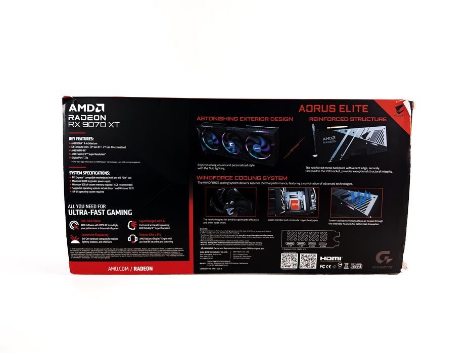 RX 9070 XT 16GB GDDR6 256bit PCIe 5.0 AORUS Elite HDMI DP