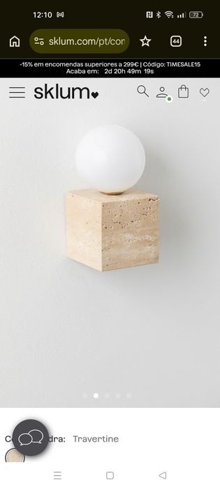 2 apliques de parede em travertino