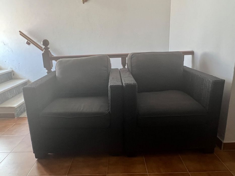 Cadeirões  ratttan  preto