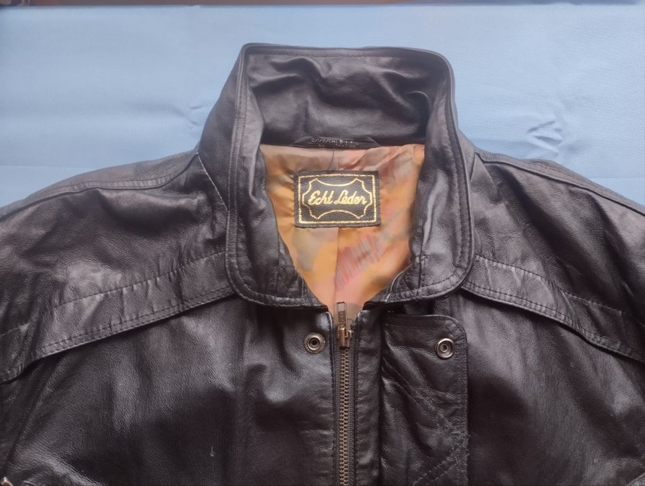 Вінтажна шкіряна куртка-бомбер (Echt Leder). Фурнітура YKK Ziplon. 56р