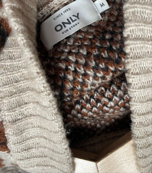 Sweterek w cętki damski Only w panterkę oversize brąz beż 38/M
