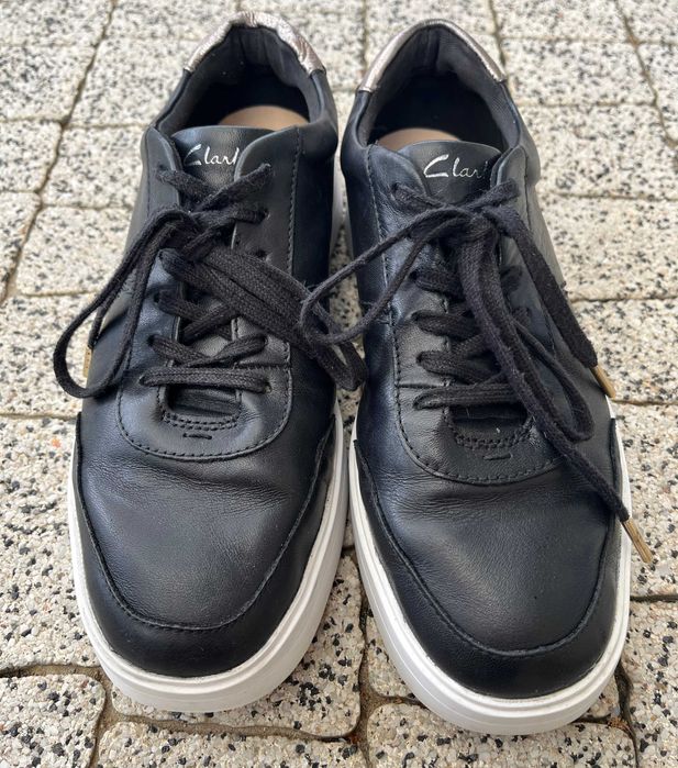 Buty, sneakersy damskie czarna skóra naturalna Clarks 39