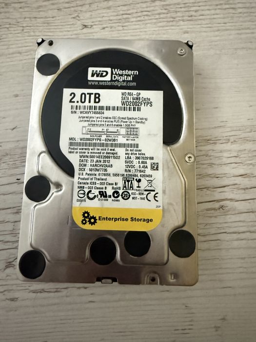 Жесткий диск 2tb HDD 3.5 WD RE4 WD2002FYPS