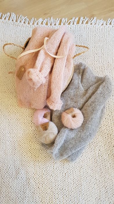 Sweterek handmade alpaka z jedwabiem