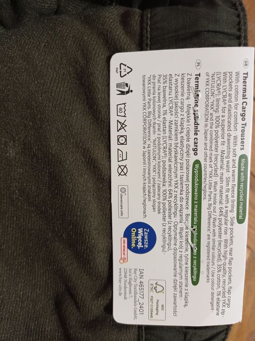 Spodnie termiczne męskie XXL Livergy