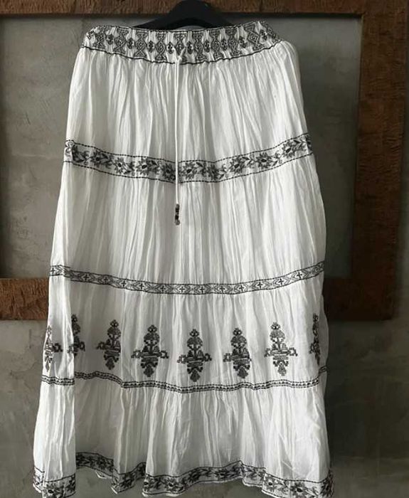 Zara HIT dluga maxi bawelniana haftowana spodnica boho