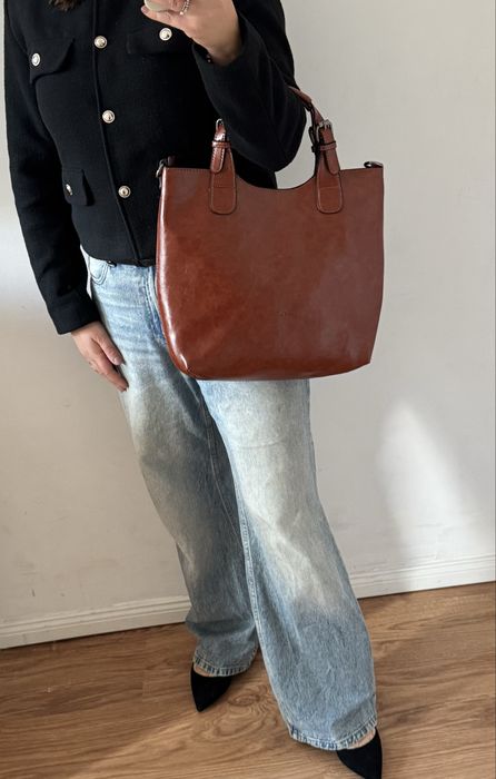 Ines Delaure torebka shopper jasnocamelowa zarka duża