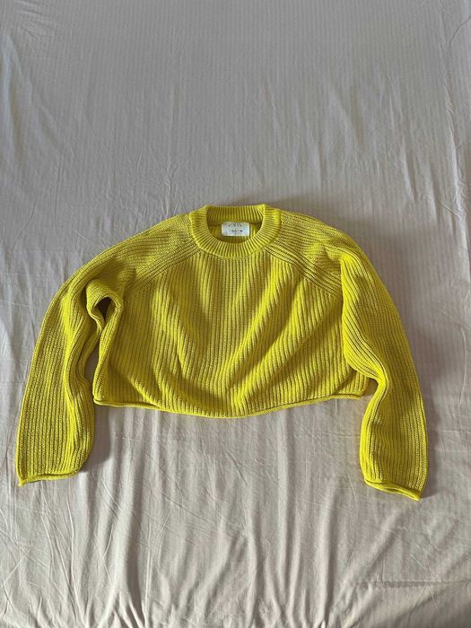 Camisola curta de malha grossa Zara amarelo-lima, 13-14 anos