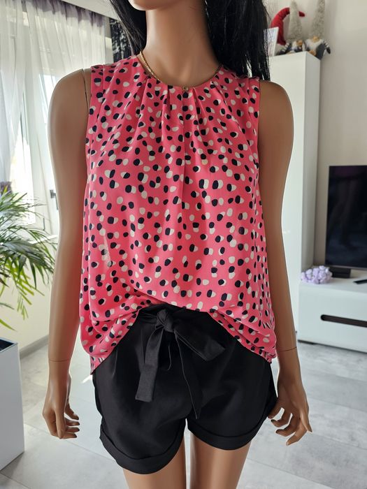 Elegancka Bluzka w kropki luźna różowa Holly &Whyte L