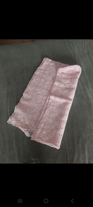 Colcha/toalha mesa crochet rosa