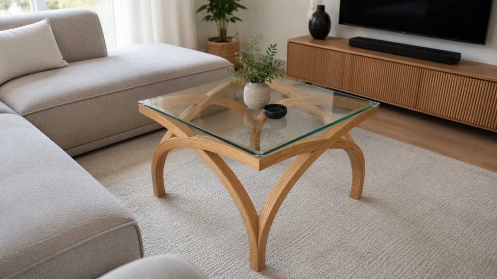 Designerski stolik kawowy z litego dębu | Handmade | Premium