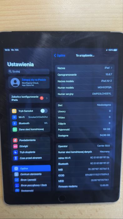 iPad Air2 64gb WiFi Cellular Space Gray
