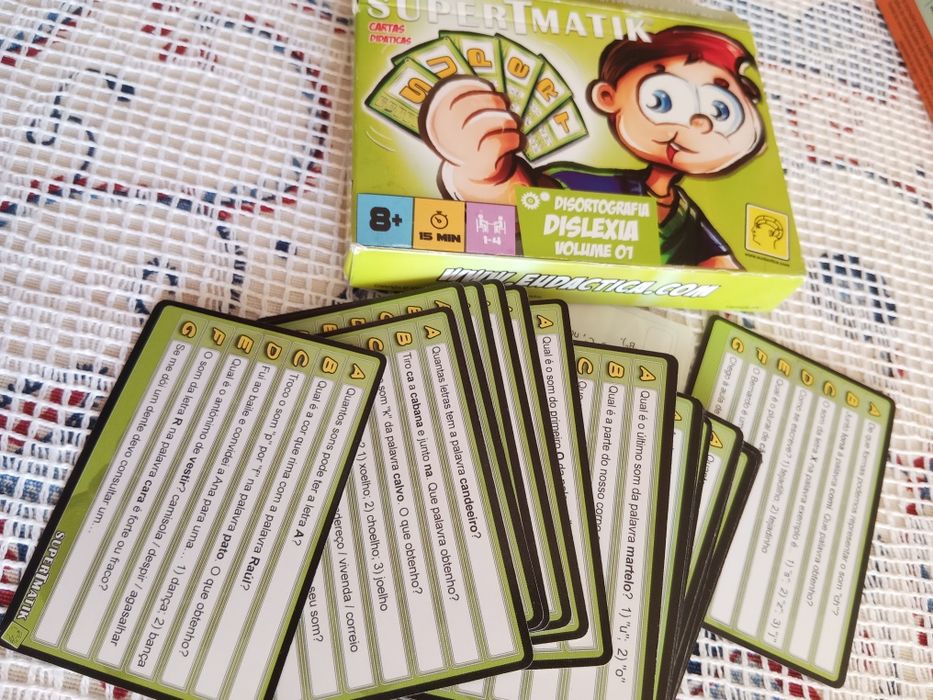 Jogos Didáticos SuperTmatik cartas Dislexia, Cálculo Mental e Sinónimos