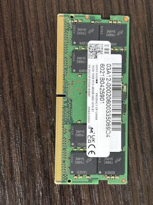 Оперативна пам'ять DDR5 SODIMM 4800 16х1