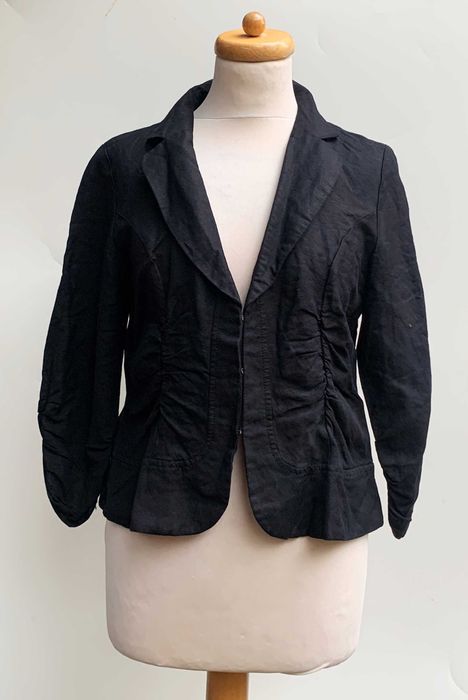 Bluzka Czarna Len Lniana Isolde M 38 Marszczona