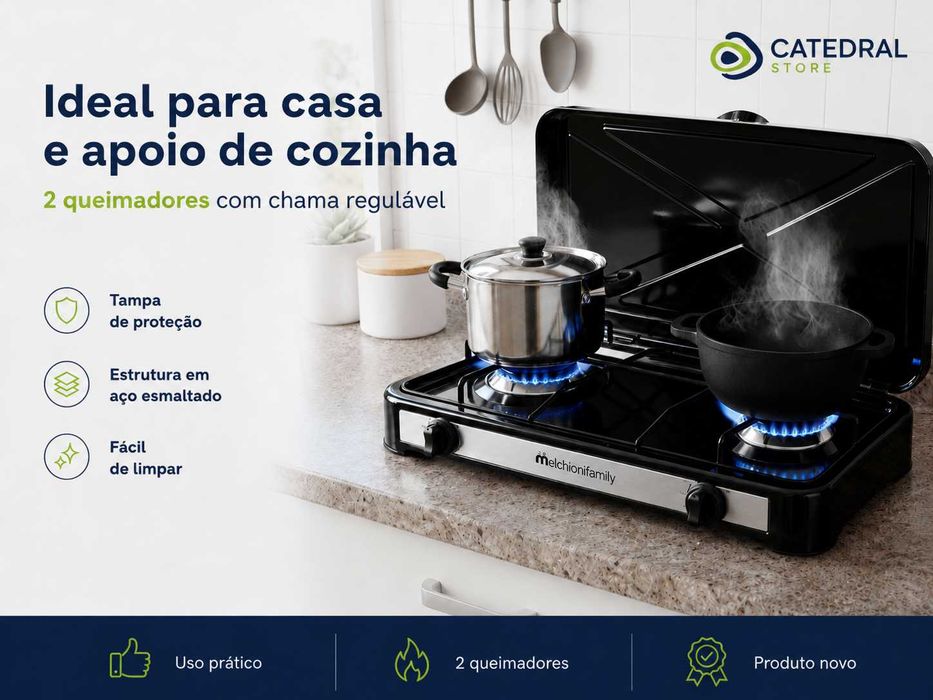 Fogão a Gás Portátil 2 Queimadores Melchioni MINERVA 2 – Novo