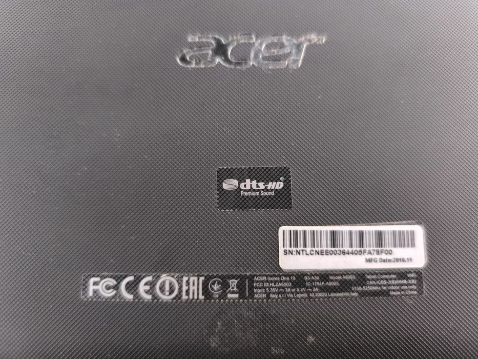 Tablet Acer para recuperar ou utilizar peças