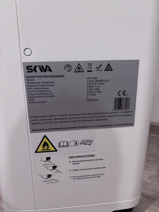 Klimatyzacja przenośna 9000 btu