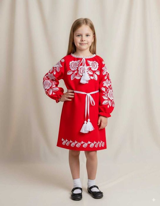 Червоне вишите плаття,  вишита сукня  на  6 років