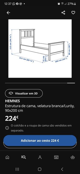Vendo Estrutura de cama Ikea