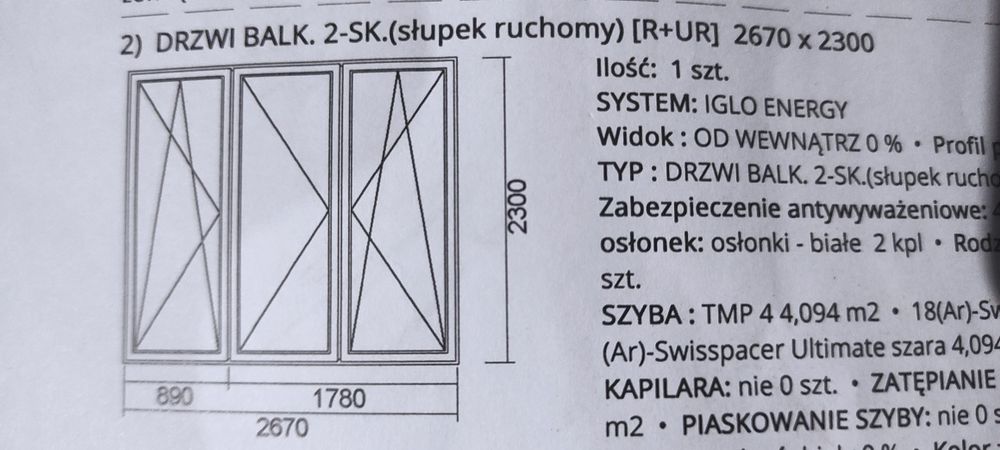 Okna NOWE 2 sztuki 2670x2300 z ruchomym slupkiem Antracyt