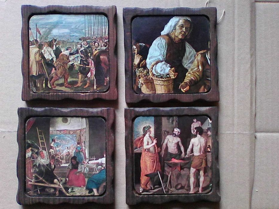 6 pequenos quadros antigos