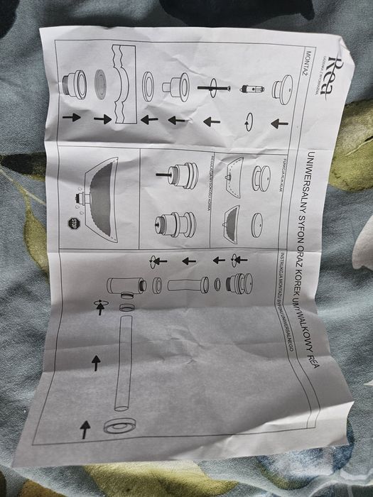NOWY Syfon umywalkowy REA z korkiem Klik-Klak Szczotkowany Mat Złoty