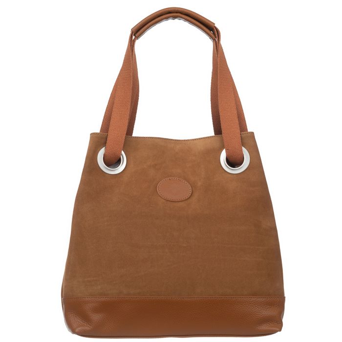 VERA PELLE torebka damska zamszowa shopper z rączkami V707 camel