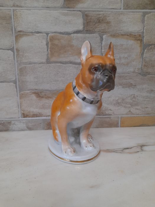 Порцеляна статуетка собака бульдог боксер ЛФЗ фарфор