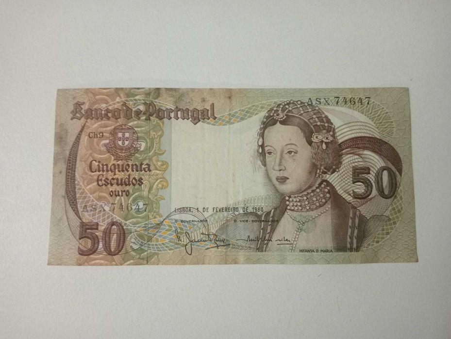 50 Escudos Infanta D. Maria 1980 (Capicua)  / Cédula 10 Centavos  1917